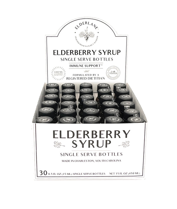Elderberry Syrup Single Serve Glass Bottles - 30 Pack