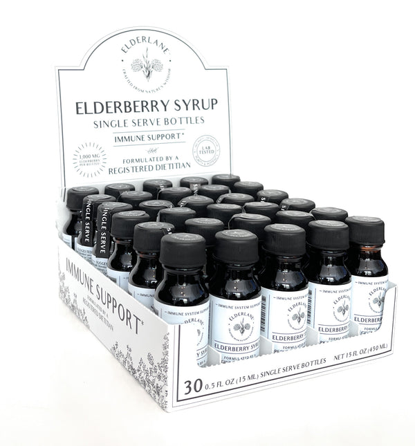 Elderberry Syrup Single Serve Glass Bottles - 30 Pack